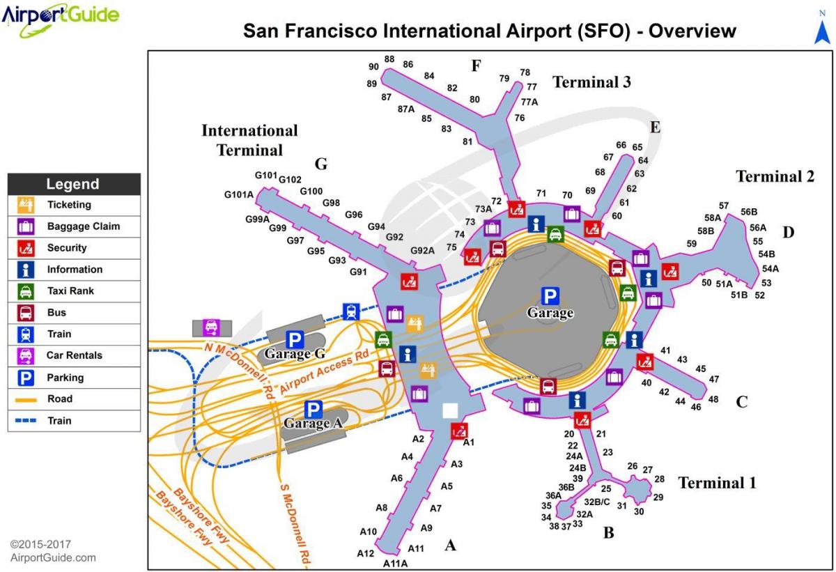 Mapa do terminal do aeroporto de São Francisco