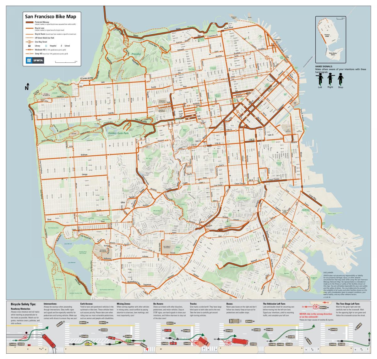 Mapa da ciclovia de São Francisco