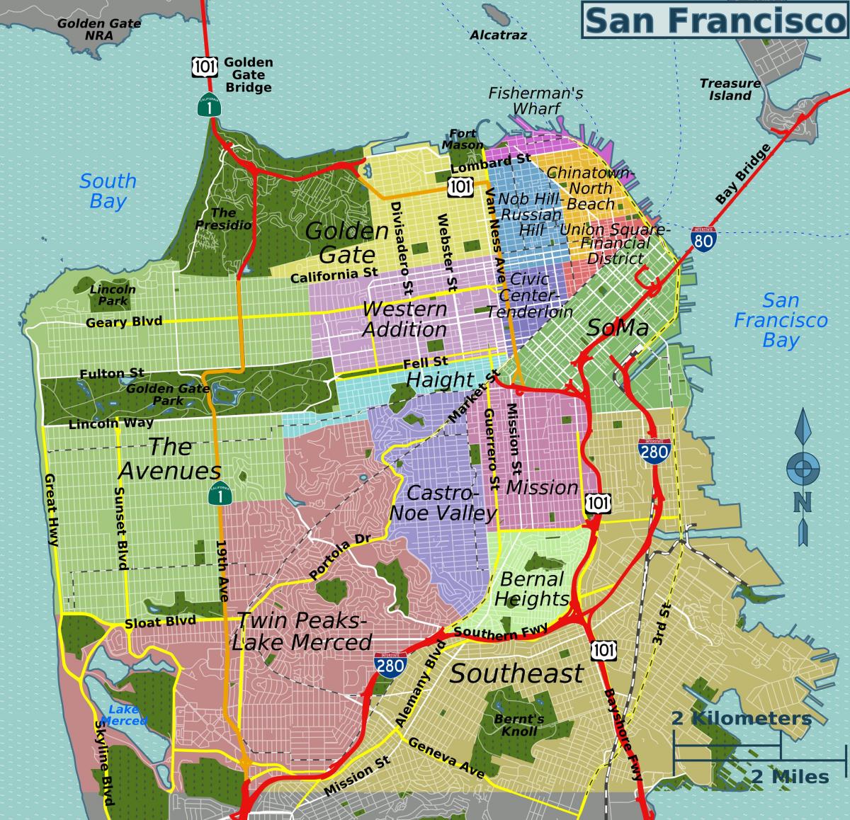 Mapa do distrito de São Francisco