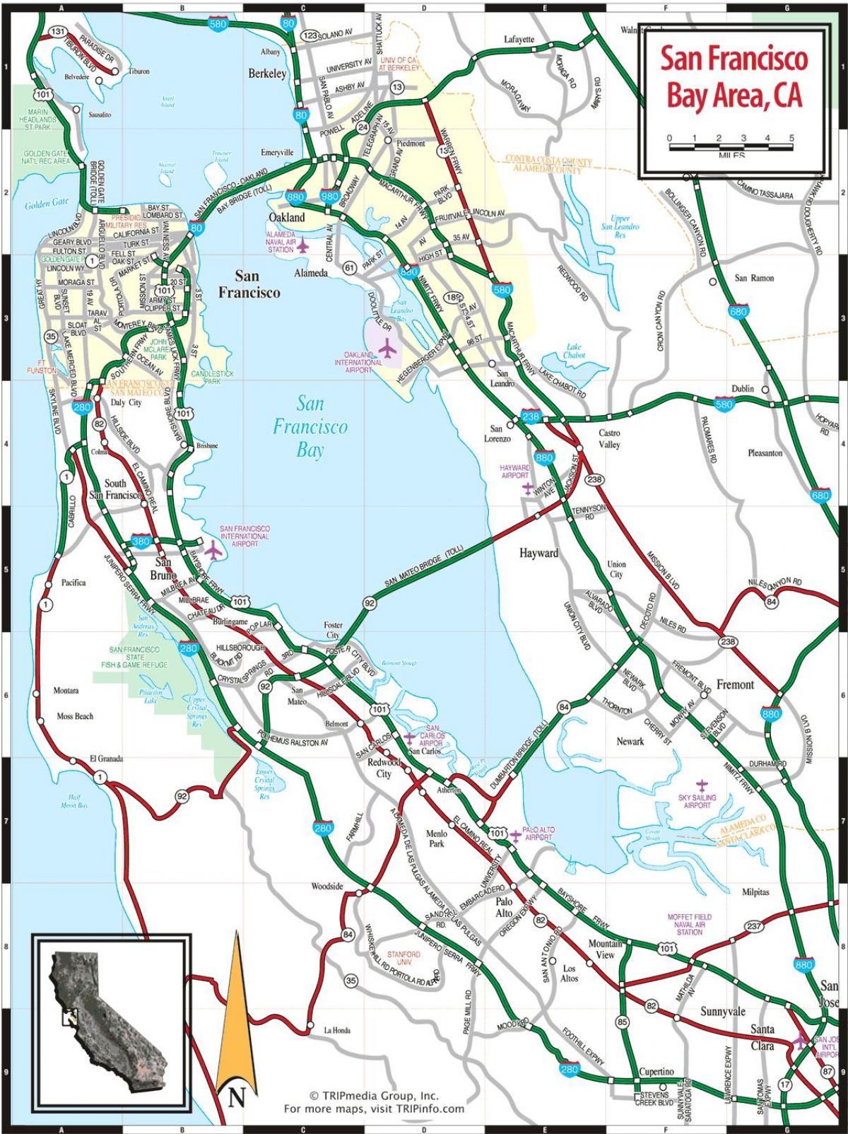 Mapa rodoviário de São Francisco